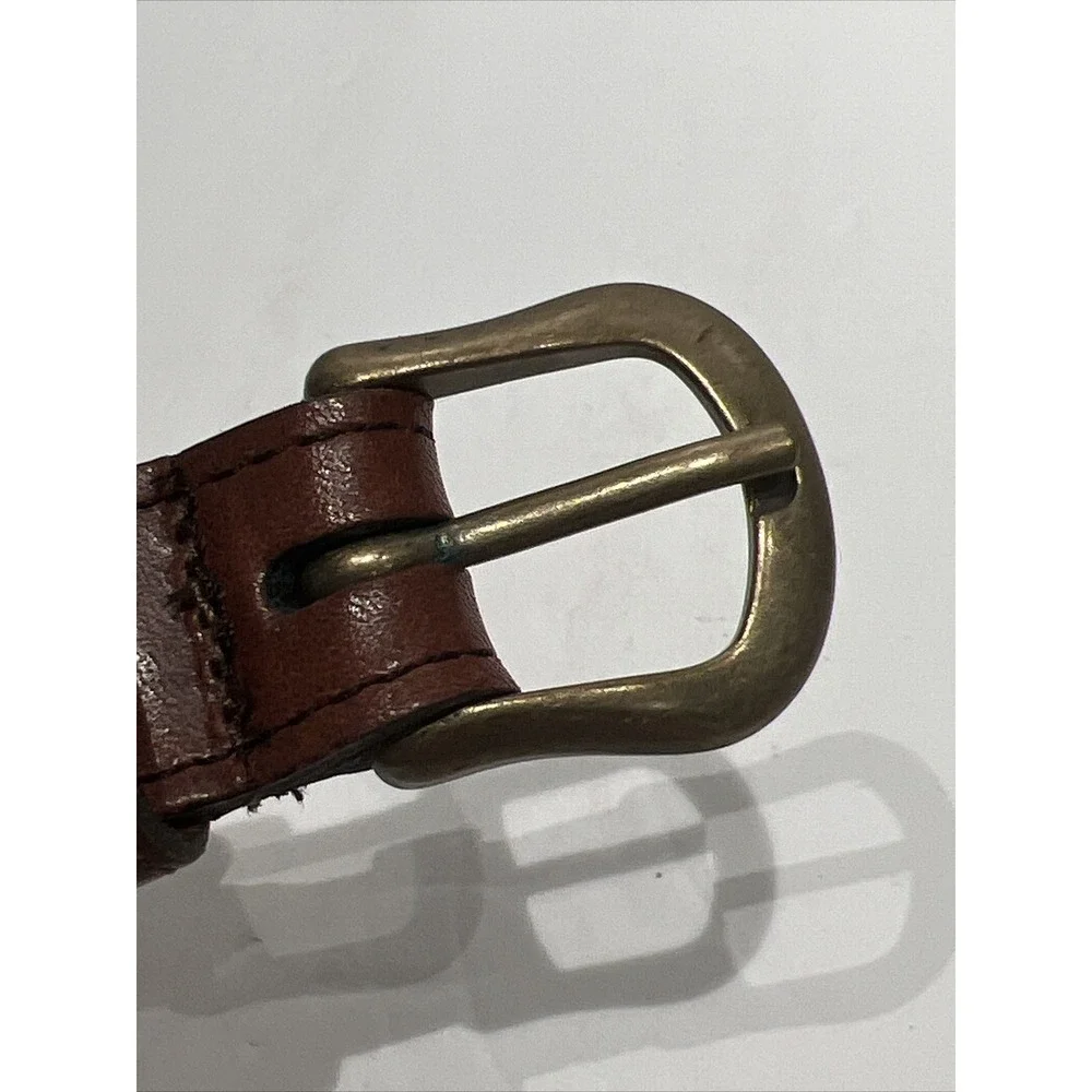 Ribco USA Mens Brown Braided Woven Leather Belt Size 38 Brass Buckle Uruguay